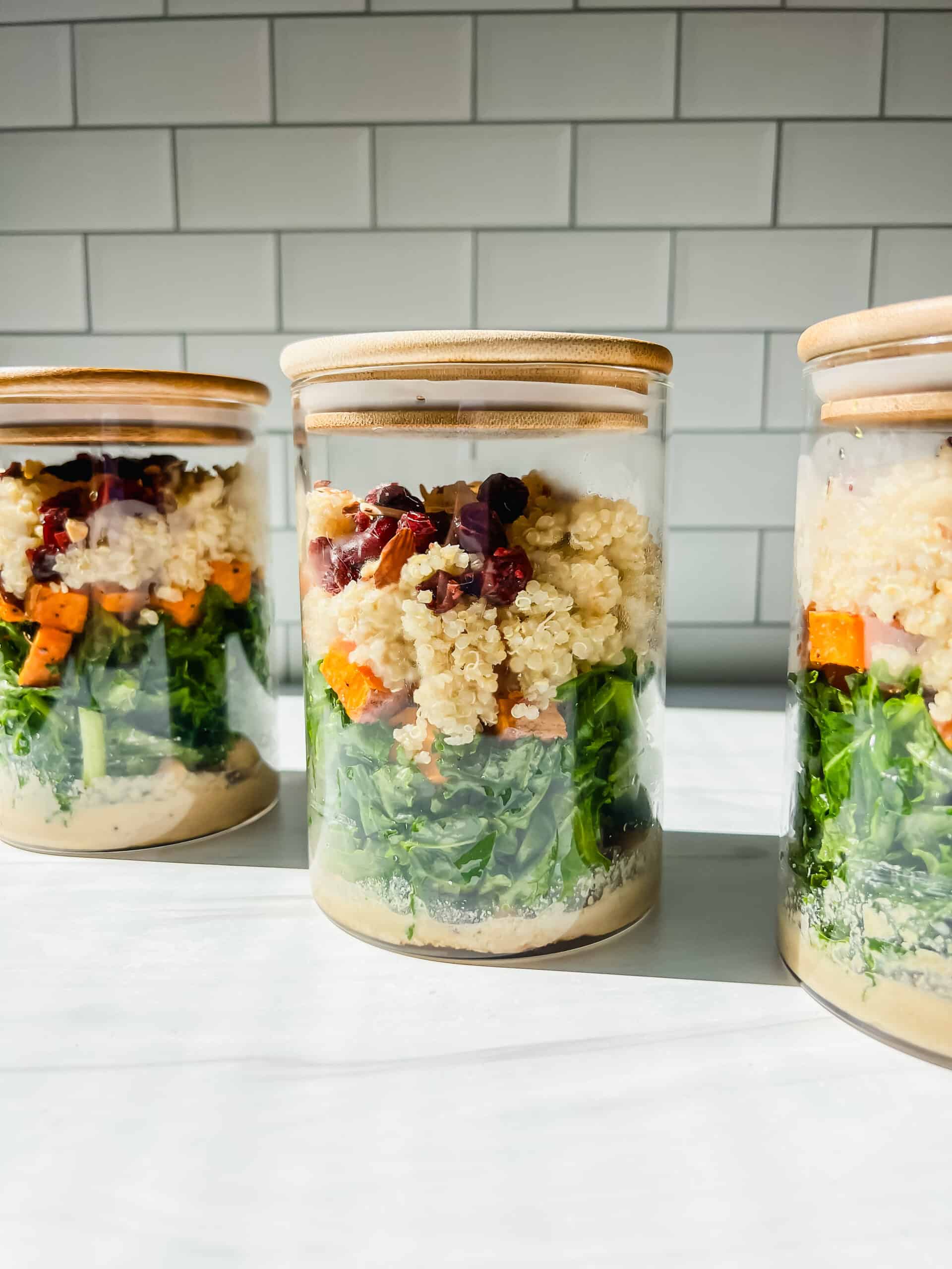 Meal Prep Kale and Quinoa Salad Jars - Easy Eats Dietitian
