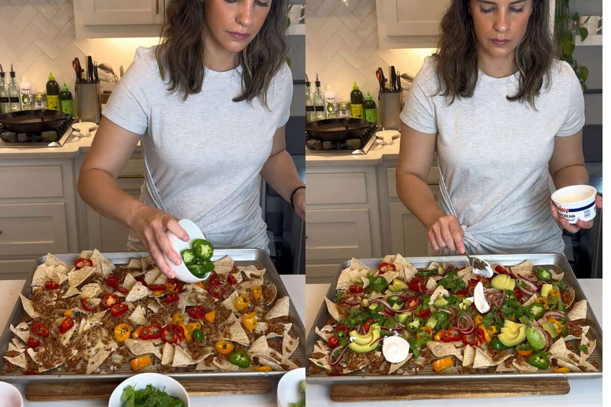 This is step 5 which is me putting on toppings on to my nachos. 