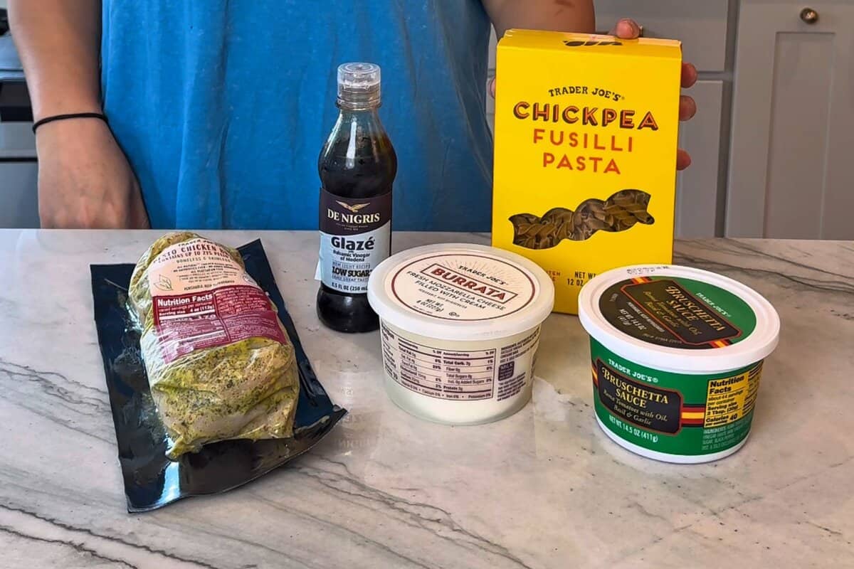 this shows my five ingredients to make this dish on my counter