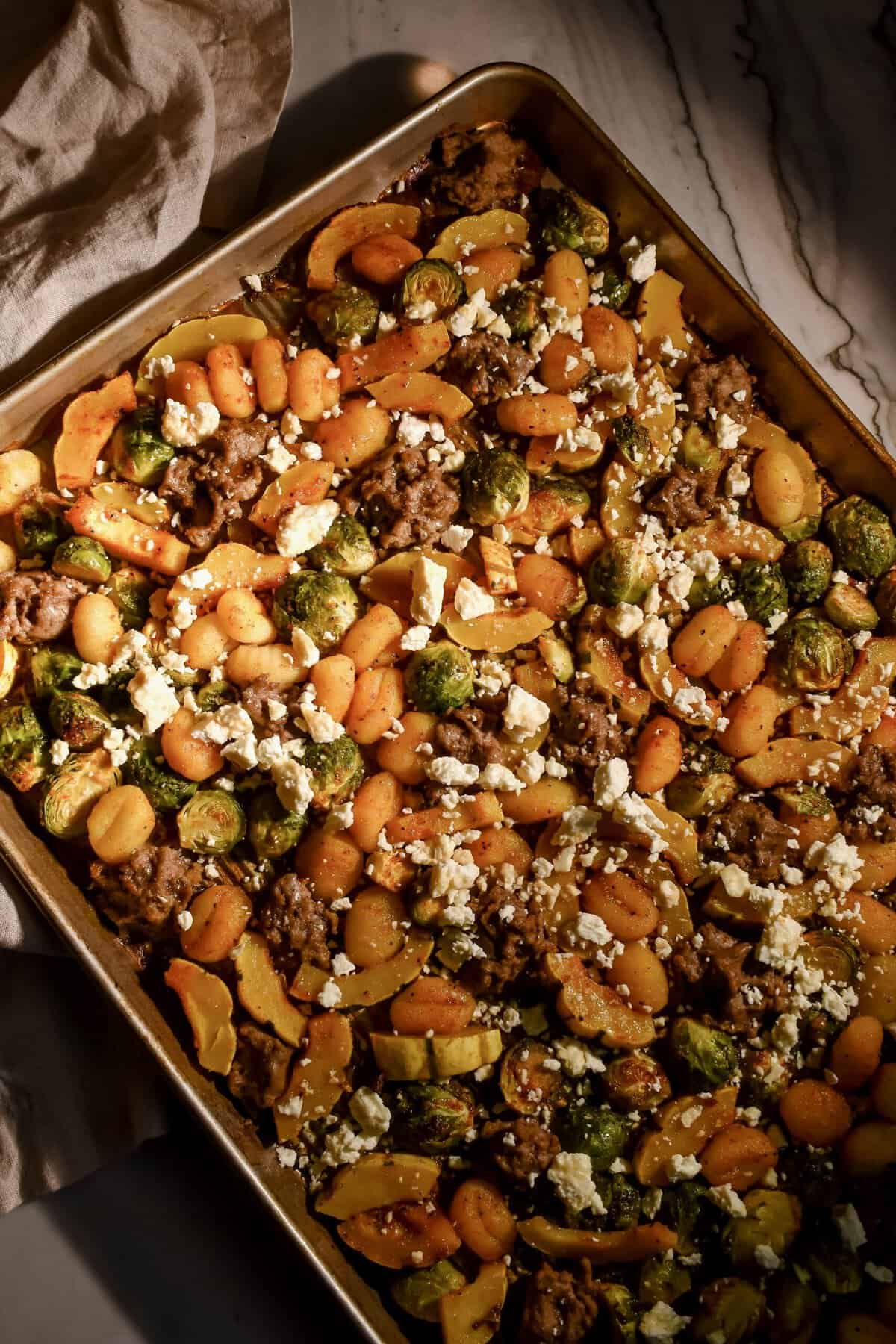 this is another view of my easy and cozy fall sheet pan dinner 